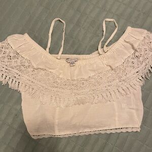 American Eagle Off White Lace Crop Top